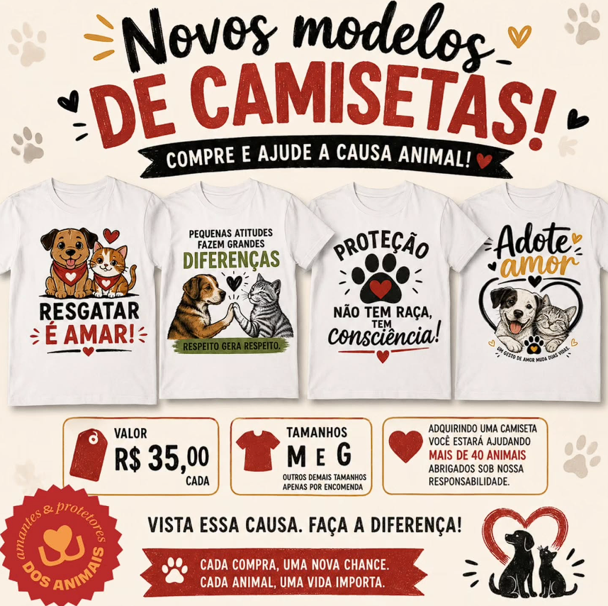 Novos modelos de camisetas, R$ 35,00